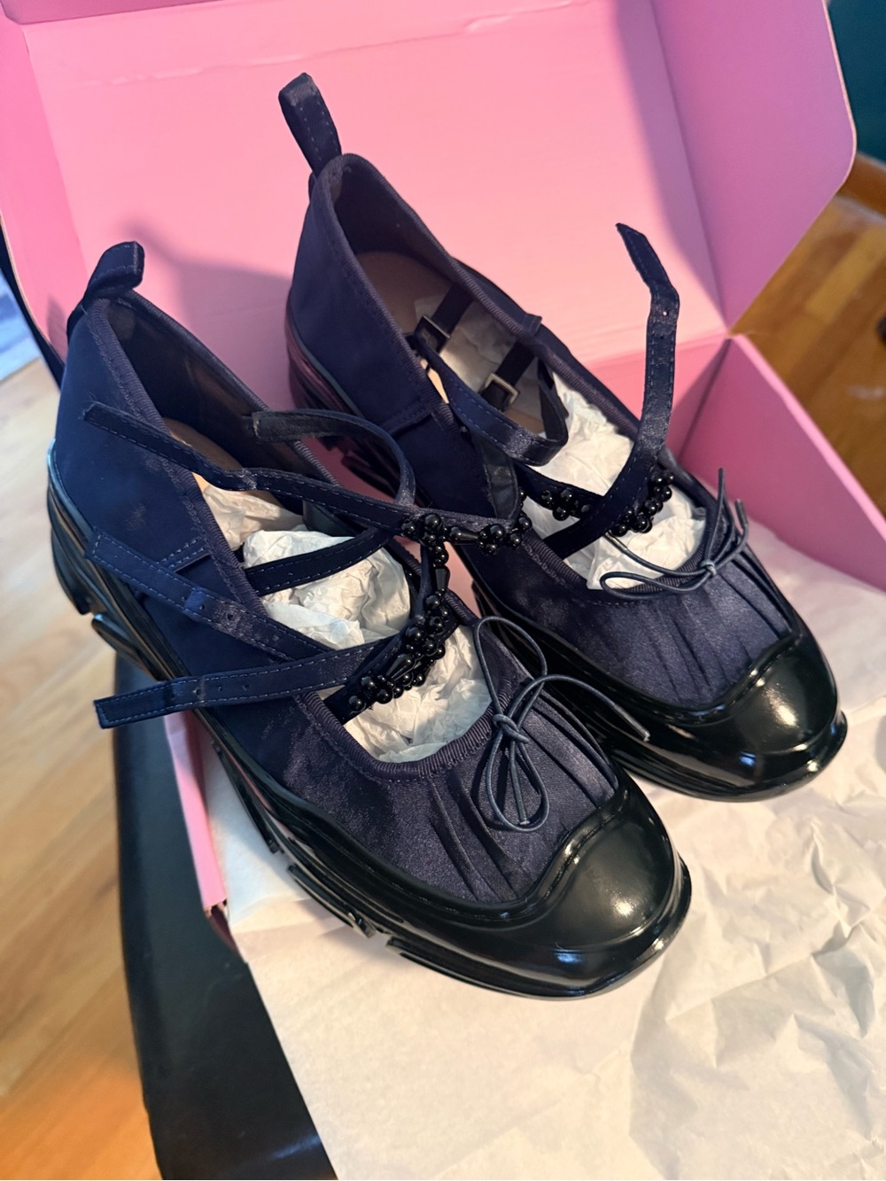 DOUBLE STANDARD BALLET SNEAKERS ✨🦋 Navy Blue Chunky Flats